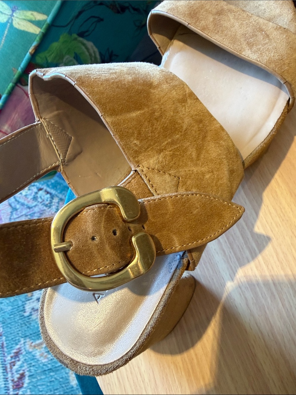 Aerosoles Camera Suede Wide-Strap Platform Sandals EUC! - Picture 8 of 9